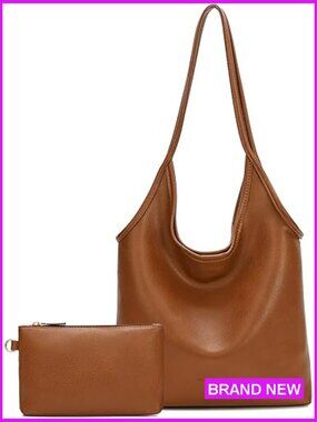 Slouchy Hobo Vegan Leather Shoulder Bag Elegant Casual Work Travel Purse